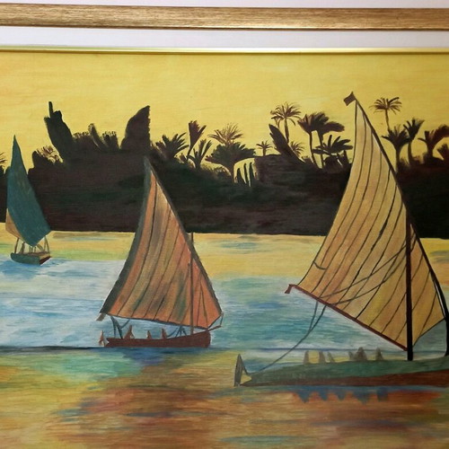 Oil painting like new with special frame and passe partout 60x45 landscape