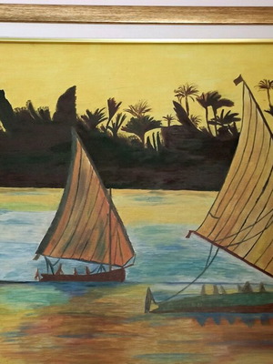 Oil painting like new with special frame and passe partout 60x45 landscape