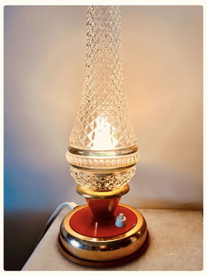 Szarvasi vintage table lamp used, Hungarian crystal glass Mid Century Modern
