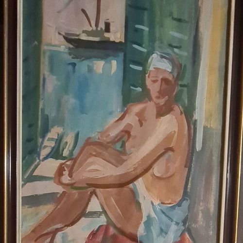 Signed oil painting on paper artwork like new