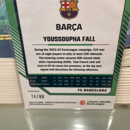 Youssoupha Fall basketball cards like new, numbered 74/99 and 82/99