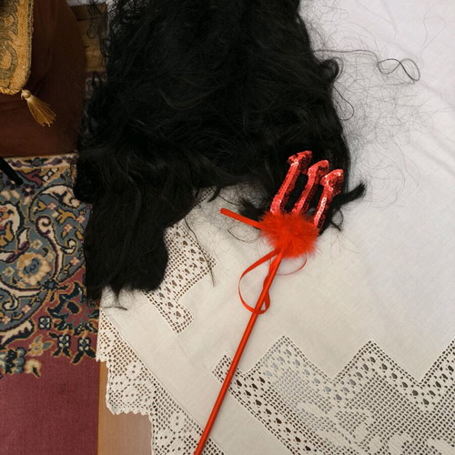 Dracula costume with wig and staff like new, carnival