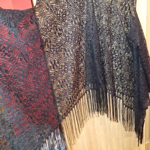Beach Caftan blouse size L new black with fringes