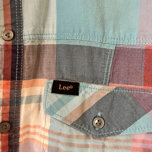 Lee women's checked shirt small turquoise like new, 3/4 sleeve