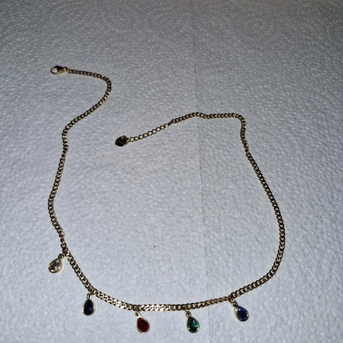 Steel necklace pendant with multicolored stones new