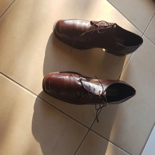 Burnazos handmade leather shoes, size 42, brown and red