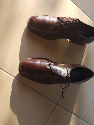 Burnazos handmade leather shoes, size 42, brown and red