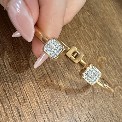 Gold stainless steel bracelet with zirconia new