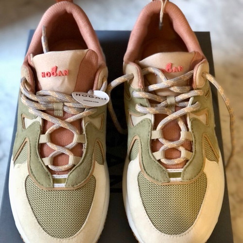 Hogan H597 sneakers new, size 39, beige and green