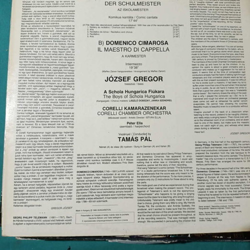 Telemann Der Schulmeister and Cimarosa Il Maestro di Cappella vinyl album