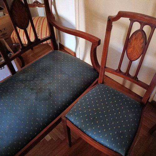 Antique living room set used, sofa and 4 chairs