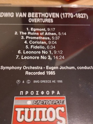 Beethoven Overtures CD like new, classical