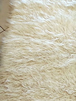 Φλοκάτη διάδρομος σε λευκό, χειροποίητη 100% μάλλινη, 3.20 × 80 εκ., πεντακάθαρη