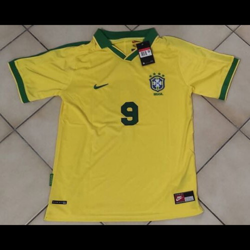 Brazil National Team 1998 World Cup Home Jersey with Ronaldo 9, Nike