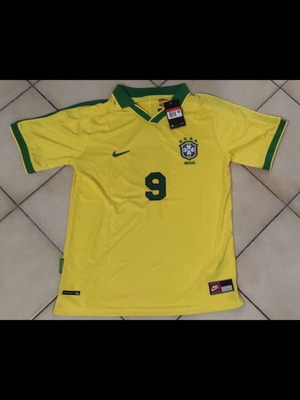 Brazil National Team 1998 World Cup Home Jersey with Ronaldo 9, Nike