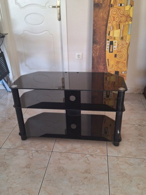 Glass TV stand used, dimensions 90x40x53 cm