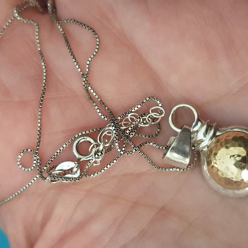 Silver gold 925 585 necklace used, gold and silver color
