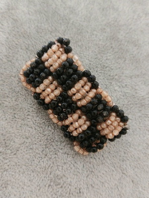 Vintage Faux bijoux brooch used with black and silver beads