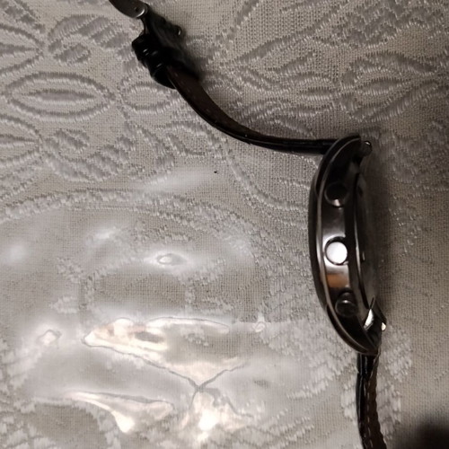Seiko Chronograph 100m wristwatch like new, black leather strap