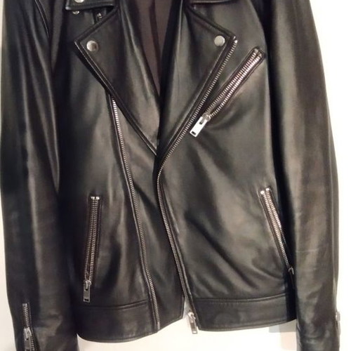 Indigo leather jacket used, black, size M