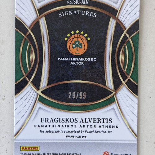Fragiskos Alvertis Select basketball card with autograph