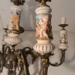 Antique 6-Light Chandelier like new with embossed colored designs