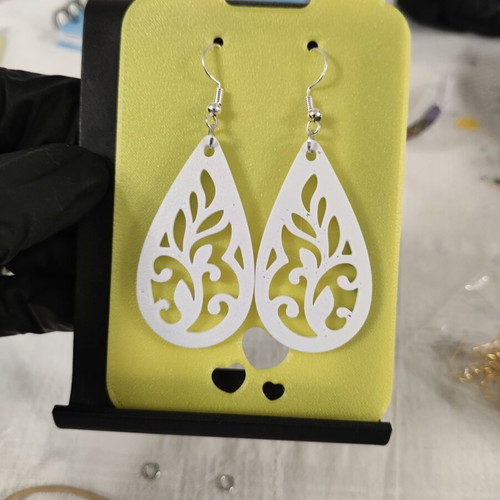 Drop earrings with leaves 3D printing made, made to order