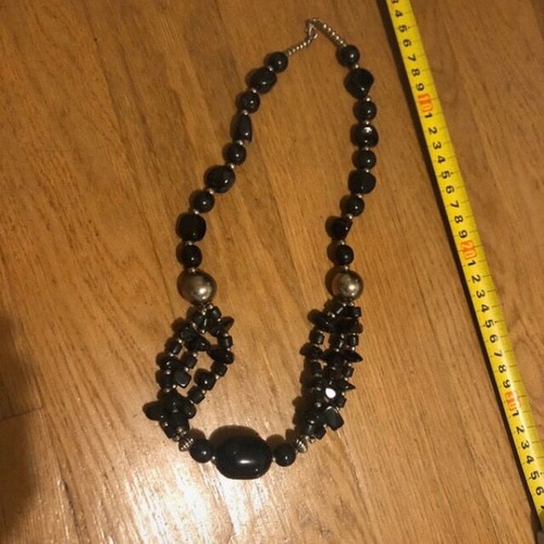 Ethnic black women's necklace vintage like new with black stones