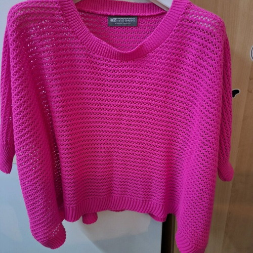 Knitted blouse perforated with zaponé sleeve like new, pink