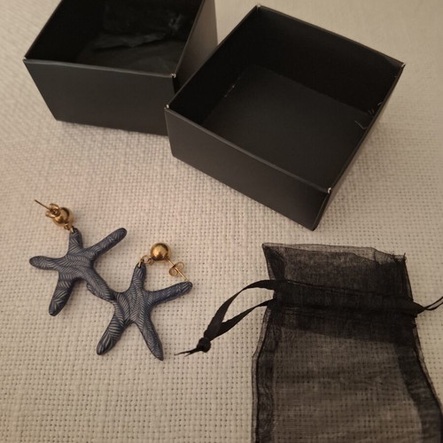 Tortora Studio blue starfish earrings, handmade