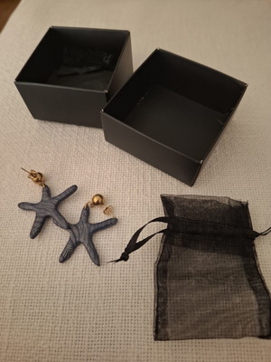 Tortora Studio blue starfish earrings, handmade