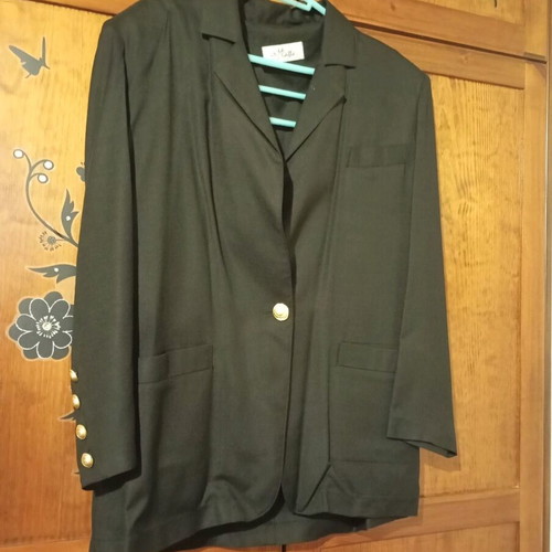 Women's linen jacket used, black, size 52, gold buttons