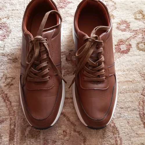 Men's leather tanned brown sneakers new, size 44