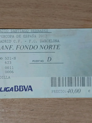 Collectible Real Madrid - Barcelona Supercopa 2012 ticket used