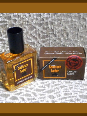 Spanish Leather aftershave 100ml and luxury soap 100g, vintage West Germany