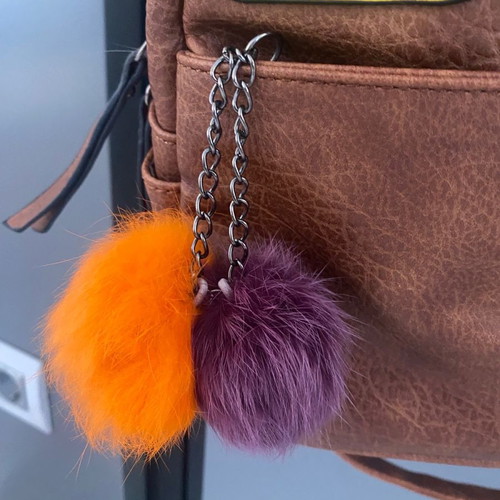 Monster Eyes backpack new leather 24x21 with pom-poms
