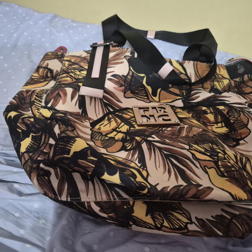 Large handbag used, beige and brown