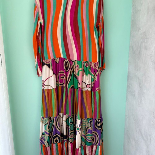 Dorina Savva long dress with stripes and boho patterns like new