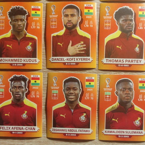 Panini World Cup Ghana 2022 football stickers, 12 players