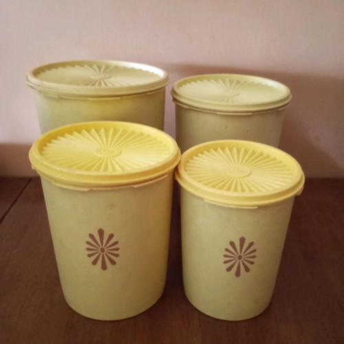 Vintage Tupperware containers with lids used
