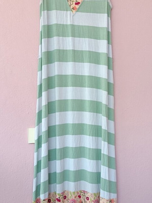 Seaside Afternoon Maxi Dress by Matilda Jane, mint green and white stripes with floral border