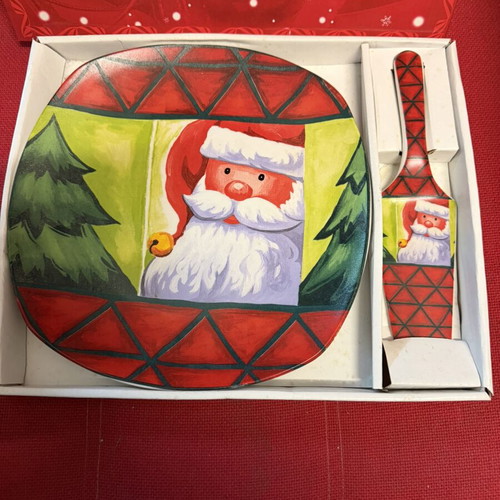 Ceramic Christmas platter with spatula set