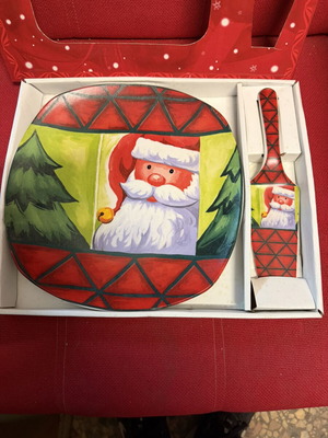 Ceramic Christmas platter with spatula set