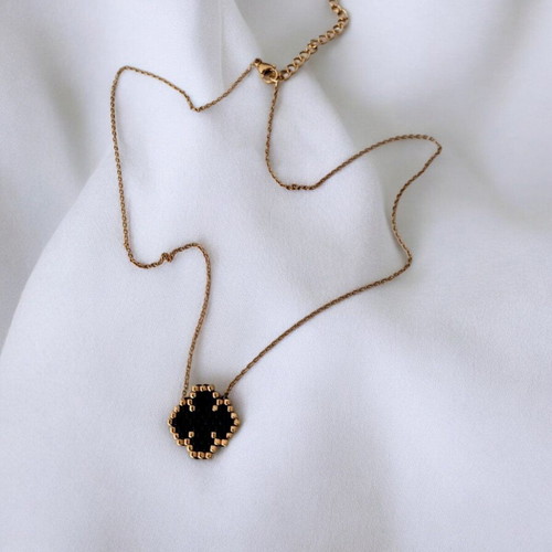Steel necklace black cross with miyuki made to order