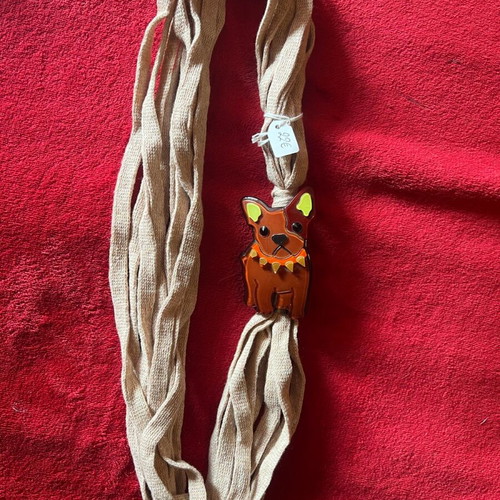 Necklace with bulldog dog made of plexi glass like new