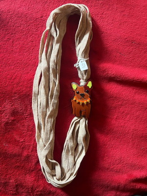 Necklace with bulldog dog made of plexi glass like new
