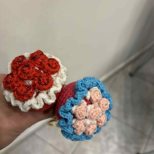 Crochet bouquet keychain handmade new