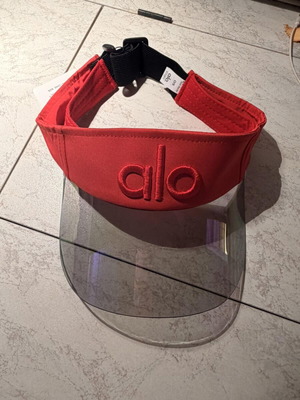 Alo Yoga Red Visor with Transparent Shield One Size new