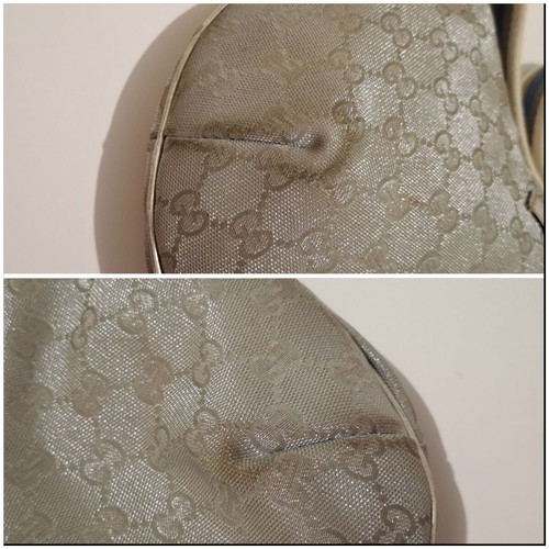 Gucci Crossbody Bag Metallic Silver Canvas used