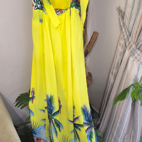 Yellow Skort Jumpsuit Small Tropical Print Like New